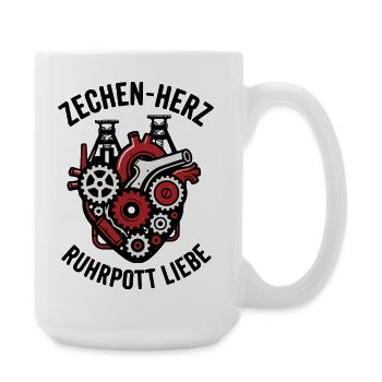 Zechen Herz, Ruhrpott Shirt, Hoodie, Tasche, Tasse - Große Tasse 440 ml - Weiß - Rechts