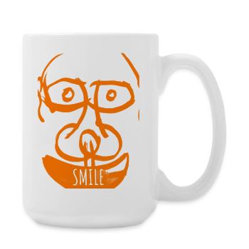 Orangenes Lachgesicht Abstrakte Smilekunst - Große Tasse 440 ml - Weiß - Rechts