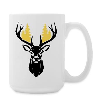 Deer Head Forest Silhouette - Large Mug 440 ml - white - Right