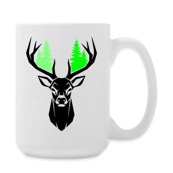 Deer Head Fir Trees Natural Green - Large Mug 440 ml - white - Right