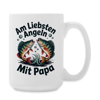 Angeln Mit Papa – Vater & Fische - Große Tasse 440 ml - Weiß - Rechts