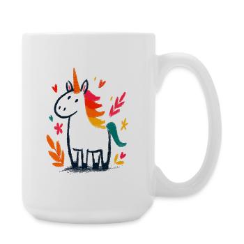 Pastel unicorn with rainbow mane - Large Mug 440 ml - white - Right