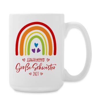 Große Schwester 2027 Boho Regenbogen - Große Tasse 440 ml - Weiß - Rechts