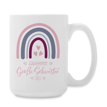 Große Schwester 2027 Boho Regenbogen - Große Tasse 440 ml - Weiß - Rechts
