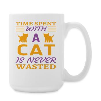 Spent time with cat - Große Tasse 440 ml - Weiß - Rechts