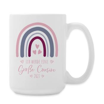 Ich werde eine Große Cousine 2027 Regenbogen  - Große Tasse 440 ml - Weiß - Rechts