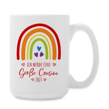 Ich werde eine Große Cousine 2027 Regenbogen - Große Tasse 440 ml - Weiß - Rechts