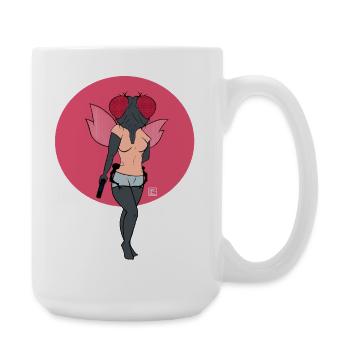 Pink-Winged Warrior Fly - Large Mug 440 ml - white - Right