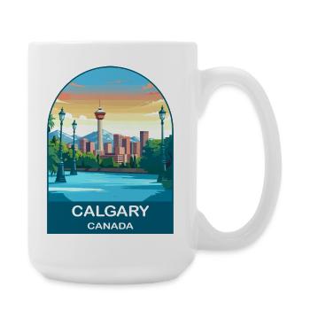 Calgary Canada Tower & Mountains Travel Art - Large Mug 440 ml - white - Right