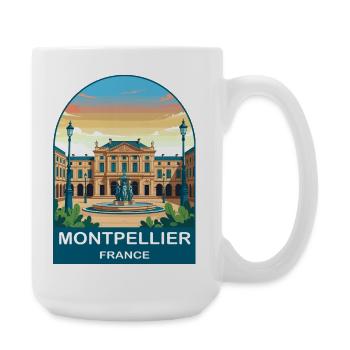 Montpellier France Vintage Travel Poster Design - Large Mug 440 ml - white - Right