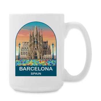 Barcelona Spain Vintage Travel Poster - Large Mug 440 ml - white - Right