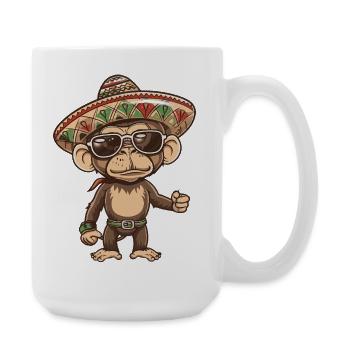 Affe Comic Lustig Sombrero - Große Tasse 440 ml - Weiß - Rechts