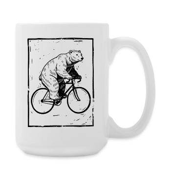 Bear on Road Bike Gift for Road Cyclist - Large Mug 440 ml - white - Right