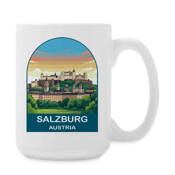 Salzburg Austria Vintage Travel Poster Art - Große Tasse 440 ml - Weiß - Rechts