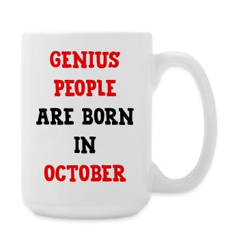 Baby Genius Geburtsgeschenk Oktober - Große Tasse 440 ml - Weiß - Rechts