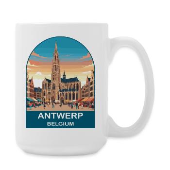 Antwerp Belgium Vintage Travel Poster Art - Large Mug 440 ml - white - Right