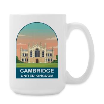 Cambridge UK Vintage-Reiseplakat-Kunst - Große Tasse 440 ml - Weiß - Rechts