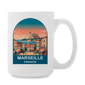 Poster de voyage vintage à Marseille, France, Port City - Grande tasse 440 ml - blanc - Droite