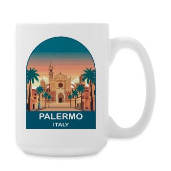 Art vintage de voyage de Palerme, Italie - Grande tasse 440 ml - blanc - Droite
