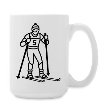 ski de fond - Grande tasse 440 ml - blanc - Droite