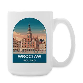 Wroclaw Poland Vintage Travel Poster Art - Large Mug 440 ml - white - Right