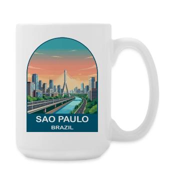 Sao Paulo Brazil Skyline Modern Travel Poster - Large Mug 440 ml - white - Right