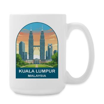Kuala Lumpur Malaysia Vintage Travel Illustration - Large Mug 440 ml - white - Right