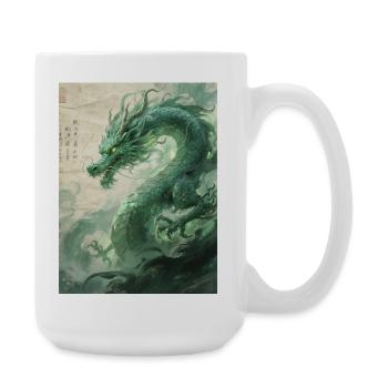 Der Smaragdwächter: Qinglong – Ewige Kraft - Große Tasse 440 ml - Weiß - Rechts