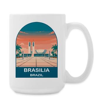 Brasilia Brazil Skyline Vintage Travel Poster - Large Mug 440 ml - white - Right