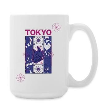 Tokyo Neon Kitsune-Design - Große Tasse 440 ml - Weiß - Rechts