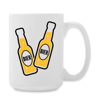 2 Bierflaschen Stoßen An (Bier Biertrinker POS 2C) - Große Tasse 440 ml - Weiß - Rechts
