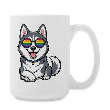 Mois de la Fierté LGBT - Mignon Husky - Grande tasse 440 ml - blanc - Droite