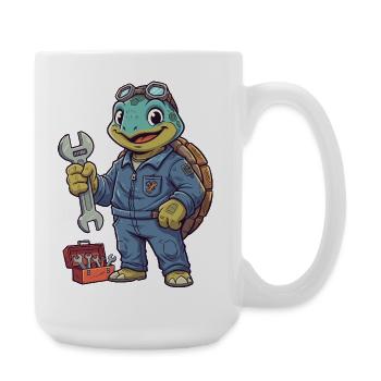 Turtle Mechanic Hero - Large Mug 440 ml - white - Right