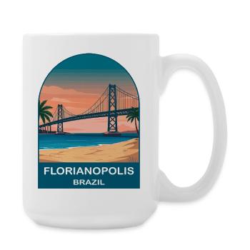 Florianópolis Brazil Bridge Vintage Travel Art - Large Mug 440 ml - white - Right
