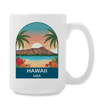 Hawaii USA Vintage Travel Poster Art - Large Mug 440 ml - white - Right