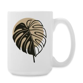 Monstera Blatt – Modernes Boho Naturmotiv - Große Tasse 440 ml - Weiß - Rechts