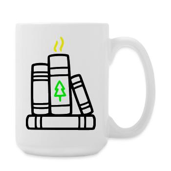 Bücherstapel Baum Natur Lesen Buchclub Wald - Große Tasse 440 ml - Weiß - Rechts