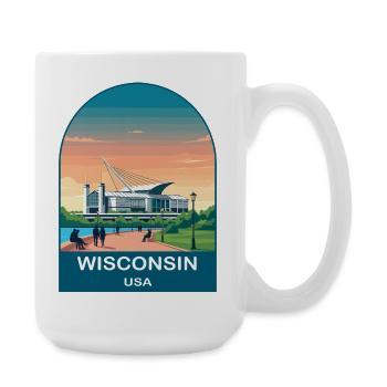 Art d’affiches de voyage vintage du Wisconsin USA - Grande tasse 440 ml - blanc - Droite