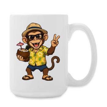 Tropischer Monkey Party - Hawaii Vibes - Große Tasse 440 ml - Weiß - Rechts