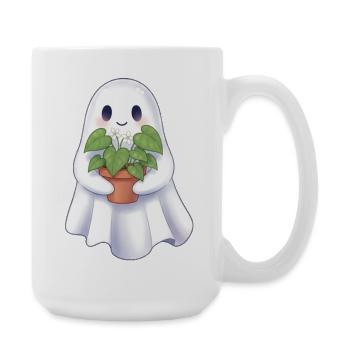 Gespenst mit Pflanze - Große Tasse 440 ml - Weiß - Rechts