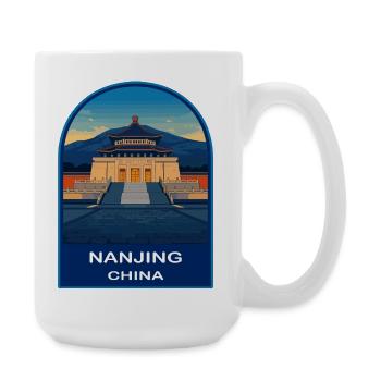 Nanjing China Sun Yat-sen Mausoleum Retro Badge - Large Mug 440 ml - white - Right