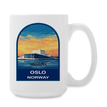 Oslo Norway Opera House Retro Sunset Travel Badge - Large Mug 440 ml - white - Right