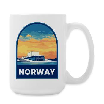 Norway Oslo Opera House Retro Sunset Travel Badge - Large Mug 440 ml - white - Right
