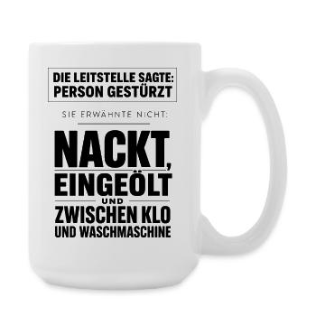 Person Gestürzt, Details Verschwiegen - Große Tasse 440 ml - Weiß - Rechts