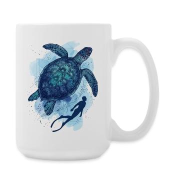 The Big Turtle & Diver - Large Mug 440 ml - white - Right