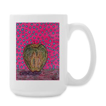 Pomme néon sur fond rose - Grande tasse 440 ml - blanc - Droite