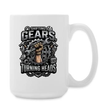 Shifting Gears Turning Heads - Large Mug 440 ml - white - Right