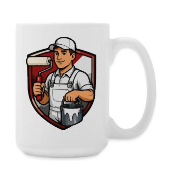 Pinselheld Maler Profi Shield - Große Tasse 440 ml - Weiß - Rechts