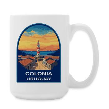 Colonia Uruguay Lighthouse Retro Sunset Badge - Large Mug 440 ml - white - Right