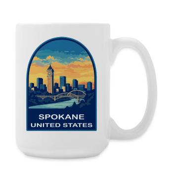 Badge Retro Sunset Skyline de Spokane, Washington - Grande tasse 440 ml - blanc - Droite